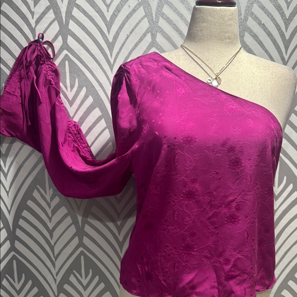 Topshop Fuchsia One-Shoulder Blouse